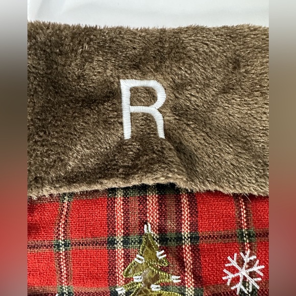 Christmas Stocking with Moose & R Monogram - Picture 3 of 5